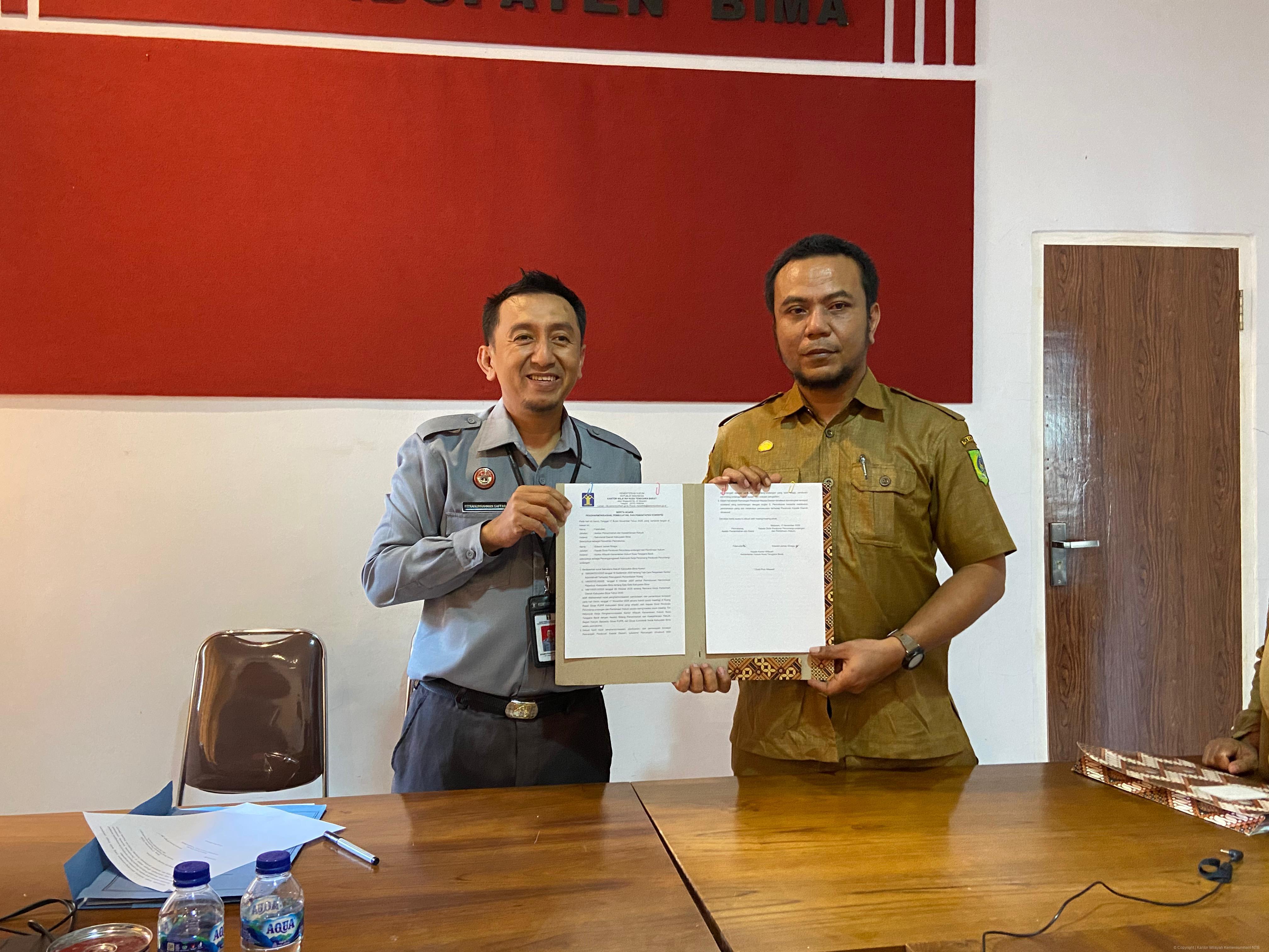 Kemenkum NTB Koordinasikan Indeks Reformasi Hukum dan Harmonisasi 3 Raperbup Kabupaten Bima