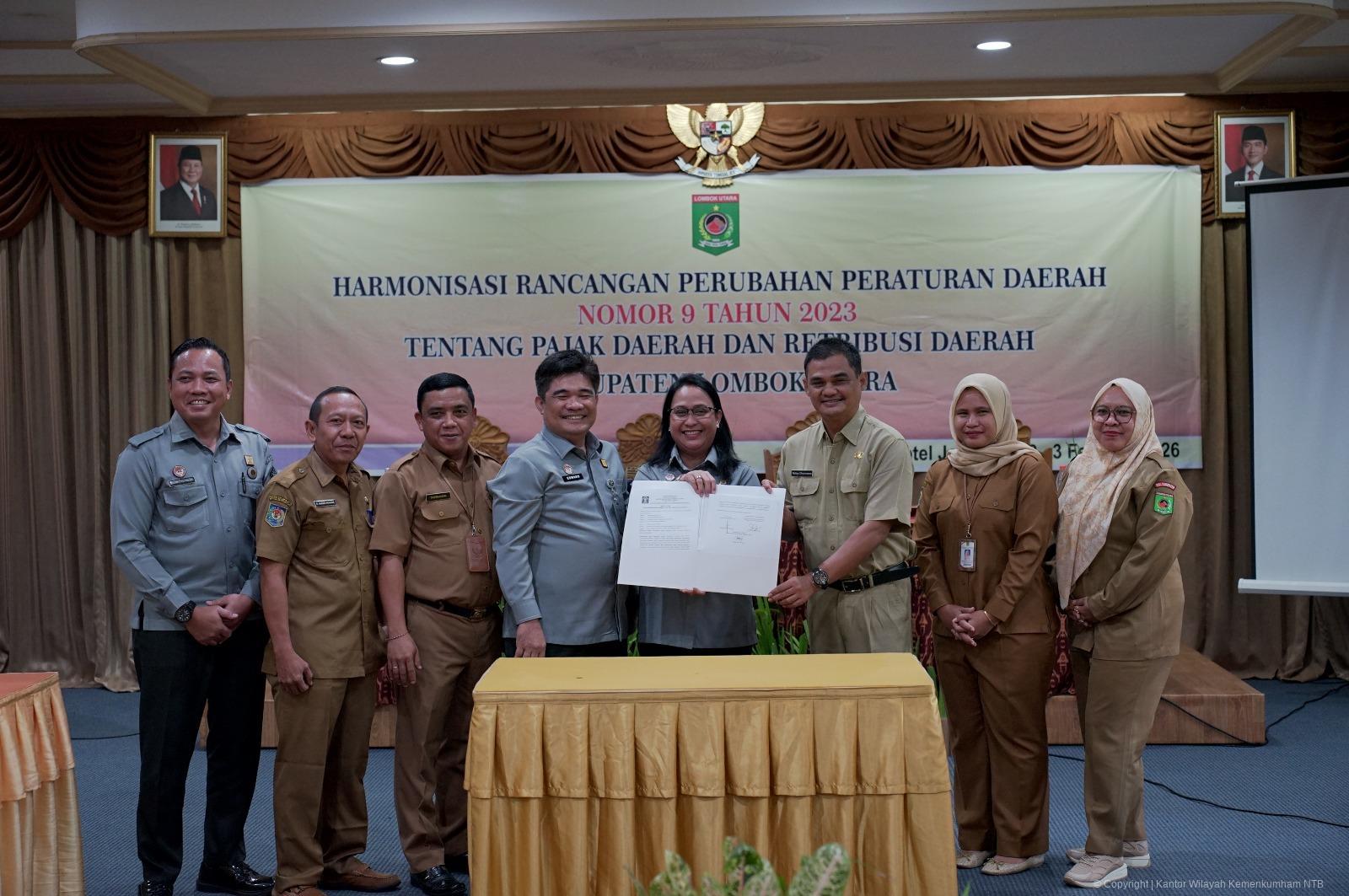 Kanwil Kemenkum NTB Dampingi Harmonisasi Perubahan Perda Pajak dan Retribusi Lombok Utara