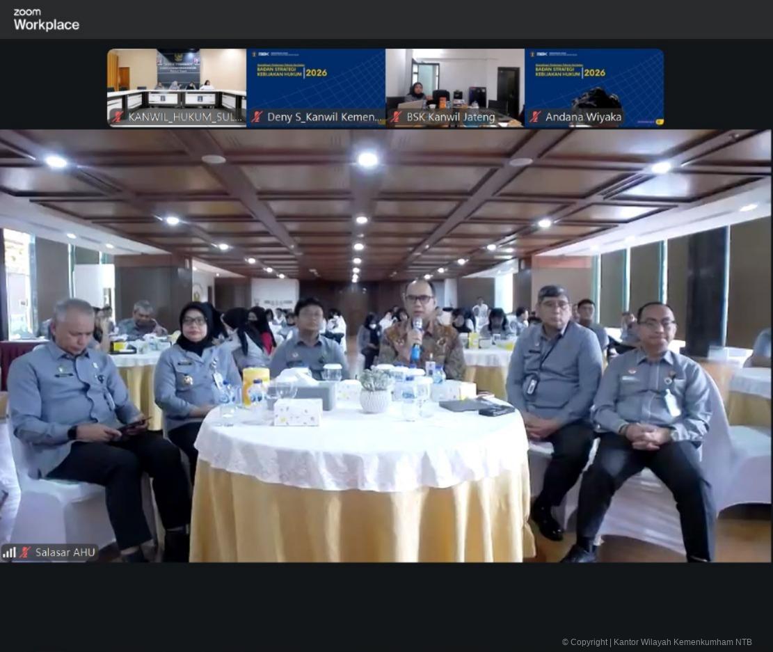 Ikuti Sosialisasi Pedoman Teknis BSK Hukum 2026, Kanwil Kemenkum NTB Raih Penghargaan AIEK Kategori Unggul